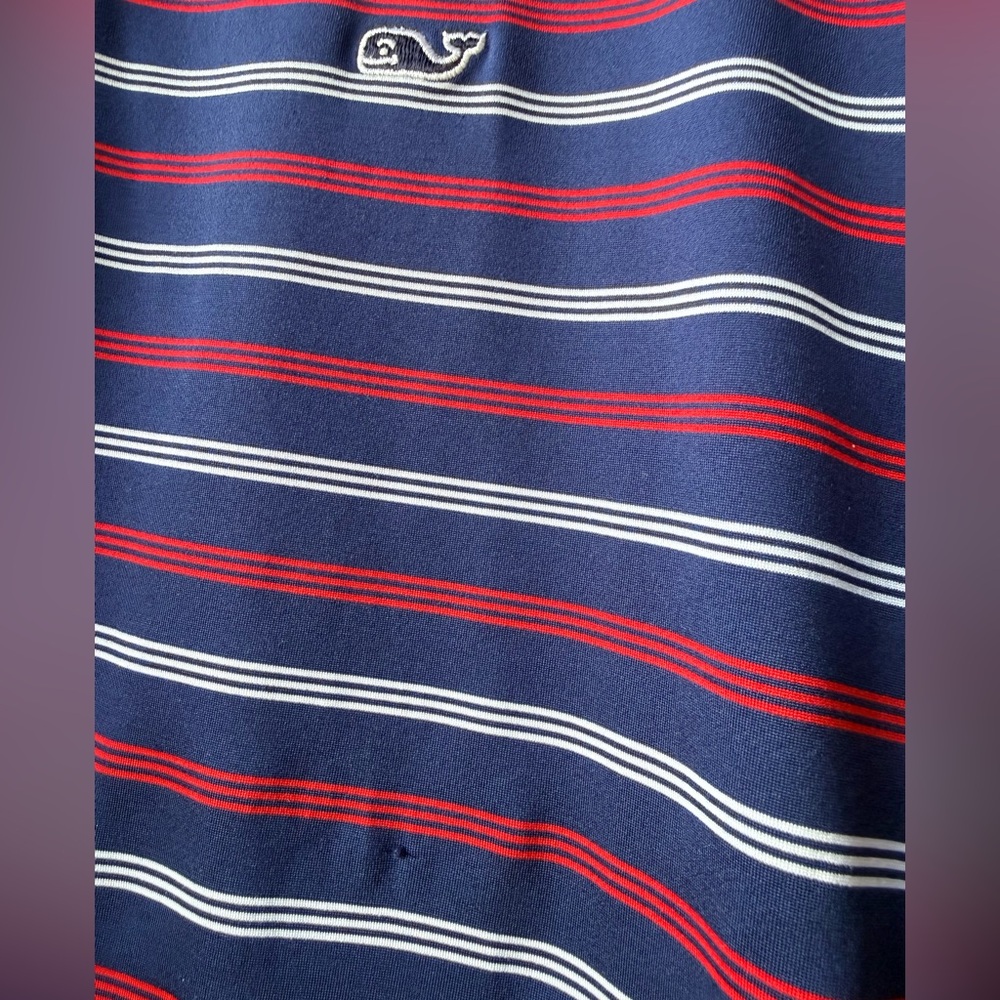 Vineyard Vines Mens Performance Polo M - Red/White/Blue Stripes - Picture 4 of 4